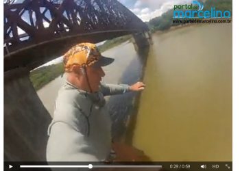 Erechinense filma salto da Ponte Ferroviária e mergulho no Rio Uruguai em Marcelino