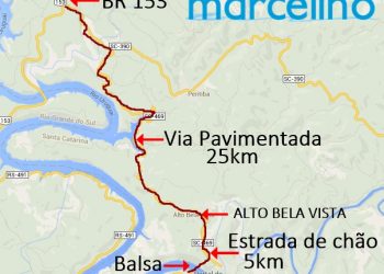 Mapas mostram rota de ligação com a BR-153 via balsa de Marcelino Ramos