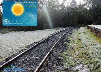 Marcelino Ramos amanhece com temperatura abaixo de zero e geada intensa