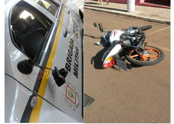 Colisão entre Moto e viatura da Brigada Militar em Marcelino Ramos