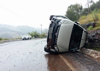 Acidente na via de acesso ao Balneário em Marcelino Ramos