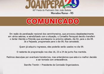 Evento transferido para o dia 09