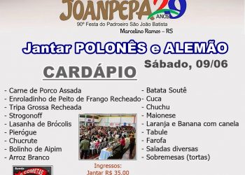 Cardápio do Jantar do dia 09