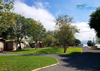 Veja como está a obra de revitalização na área próximo ao lago nas Termas de Marcelino