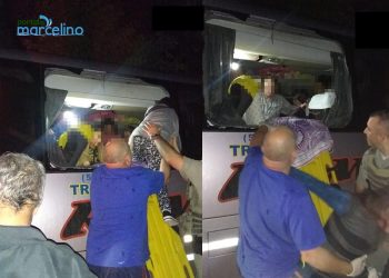 Passageiros são resgatados de ônibus que ameaçava cair em penhasco entre Maximiliano e Marcelino Ramos