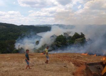Incêndio de grandes proporções em lavoura de trigo no interior de Marcelino Ramos