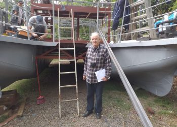 Engenheiro naval faz inspeção da construção do Catamarã em Marcelino Ramos