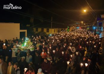 Procissão luminosa de Nossa Senhora da Salette é realizada em Marcelino Ramos
