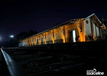 A iluminação da Estação Ferroviária de Marcelino Ramos/RS